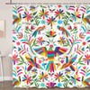 Mexico Floral Shower Curtain for Bathroom, Traditional Mexican Bluebird Otomi