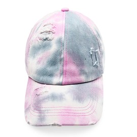 Gloop Women's Baseball Cap with Batik Pattern Summer Cool Visor Cap Women with Batik Pattern Velcro Adjustable Batic Dye Baseball Cap, Pink grey, Unit size
