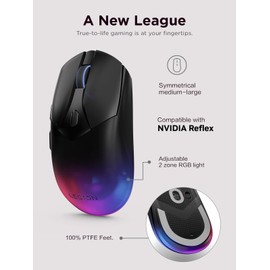 Lenovo Legion M410 Wireless RGB Gaming Mouse – 6 Button Palm Grip Mouse with 16,000 DPI, 53 Hour Rechargeable Battery, 2-Zone RGB Lighting, NVIDIA Reflex Compatible