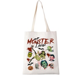 Monster Lover Tote Bag Monster Gift For Women Horror Movie Gift Spooky Season Gifts Monster Lover Shopping Bag (MONSTER Lover ca)