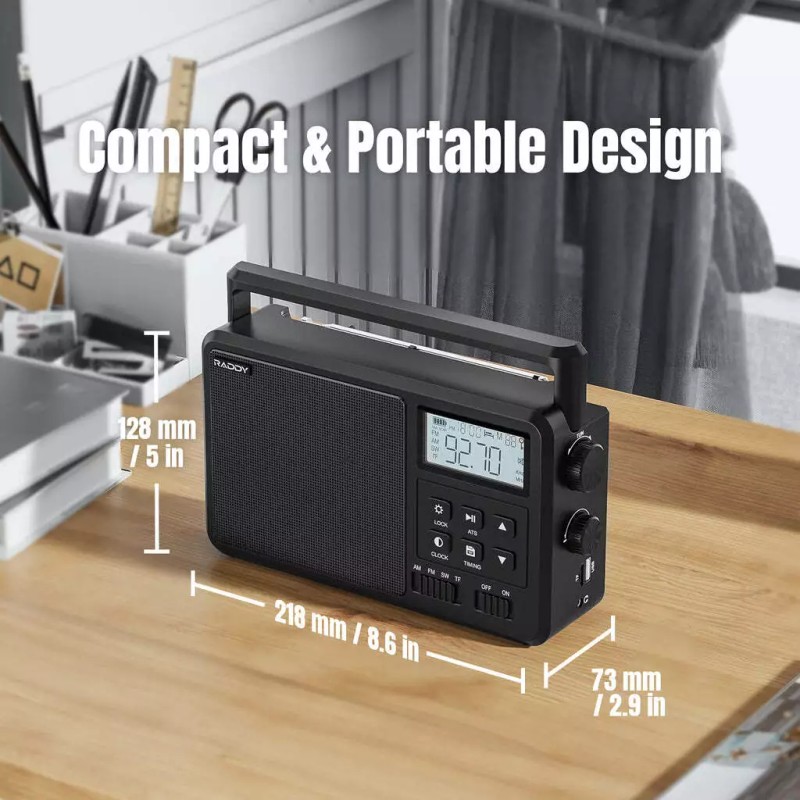 Raddy RF206 Shortwave Radio | FM/AM/SW | 8W Speaker |