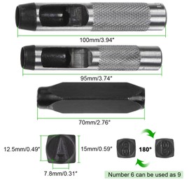 HARFINGTON 36pcs Metal Stamping Kit 1/2" (12.5mm) (A-Z, 0-8, "&" Symbol) Steel Letter Punch Press Tool with Hole Punch to Stamp on Metal, Plastic, Wood, Leather, Black