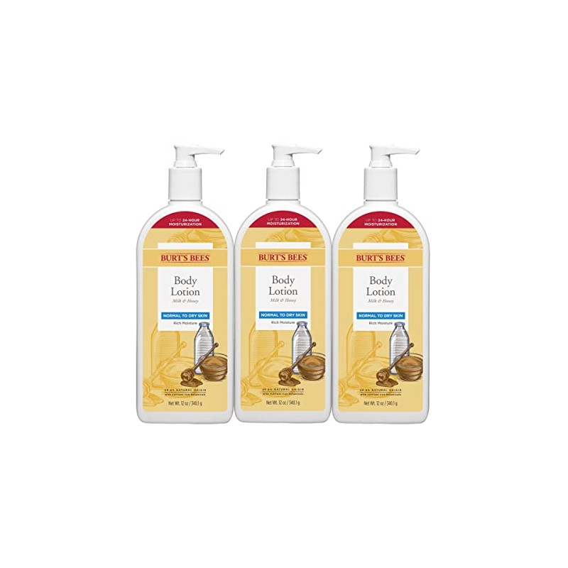Burt's Bees Milk and Honey Body Lotion, 12 Ounces (Packaging
