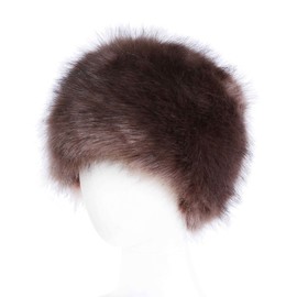 Old Dlrd Russian Hat,Winter Faux Fur Hats for Women,Warm Russian Cossack Style Hat for Ladies Brown