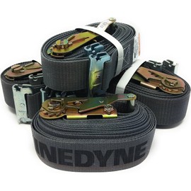 Kinedyne (641601) 2"" x 16' Logistic Cargo Ratchet Strap with E-Track Spring Fitting (4 Pack), Gray