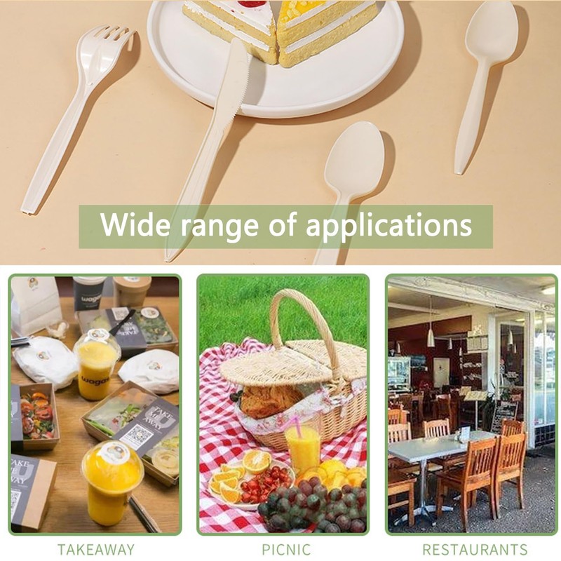 [150 Pack] Compostable No Plastic Spoons No Plastic Utensils,Biodegradable 6