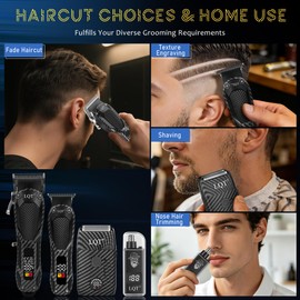 Professional Hair Clippers for Men Rechargeable Cordless Beard Trimmer & Electric Shaver, Hair Cutting Kit with LCD Display Gift for Dad, Husband, Men
