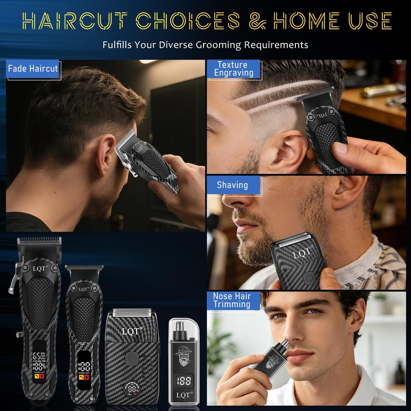 Professional Hair Clippers for Men Rechargeable Cordless Beard Trimmer &