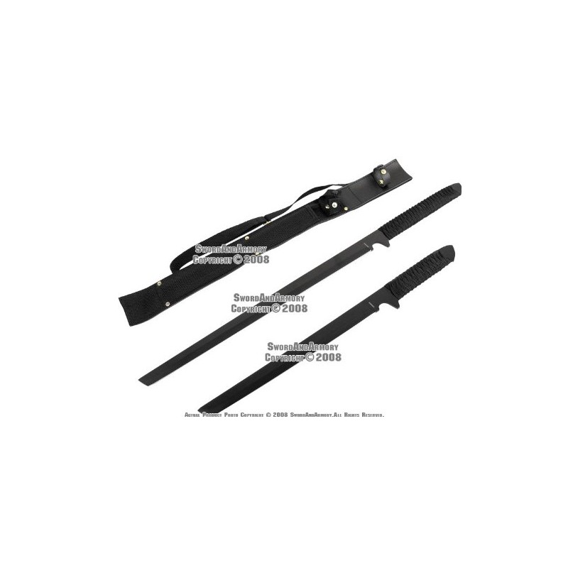 Munetoshi 2pc. Black/Gold/Silver/Rainbow Machete Set Shinobi with Nylon Sheath and