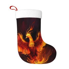 PUTWULB Fiery-Phoenix Large Christmas Stockings, 17.7 Inches Xmas Stocking Fireplace Hanging for Xmas Family Decor