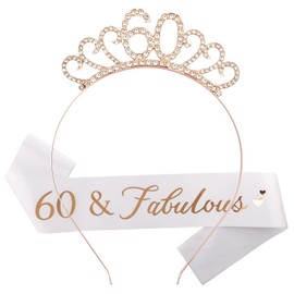 CIEHER 60th Birthday Sash and Tiara set, 60th Birthday Decorations Women, 60th Birthday Tiara, 60th Birthday Crown, 60th Birthday Sash for Women,60 and Fabulous Birthday Decorations for Women, Happy 60th Birthday Party Favors, 60 Birthday Gifts for Women