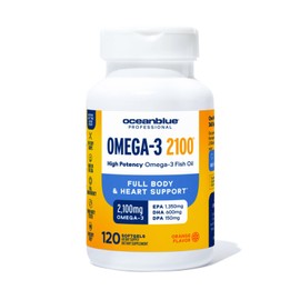 Ocean Blue Omega 3 2100 - Mezcla olénica - Sabor a naranja natural - Sin sabor a pescado, 120 unidades