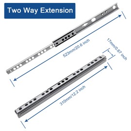 Suiwotin 12 Inch Drawer Slides, Metal Drawer Slide, Small Drawer Rails, Ball Bearing Dual Direction Slide Track Rail, Pack of 2 (0.7 inch Wide)