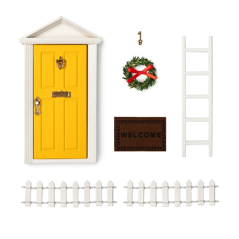 Wooden Yellow Fairy Door - Miniature Elf Door…
