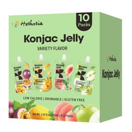 Hethstia Konjac Jelly, 10 Pack – Peach, Mango, Passion Fruit, Green Apple – Vegan, Sugar-Free, Low Calorie, Keto, Gluten-Free, Vitamin C Snack – Refreshing, Drinkable, On-the-Go Healthy Treat