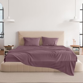 CHOEGOBEST Easy Care Luxury Microfiber Extra Soft and Cooling Bed Sheet Set with Deep Pockets (Wild Ginger, King Set of 4)