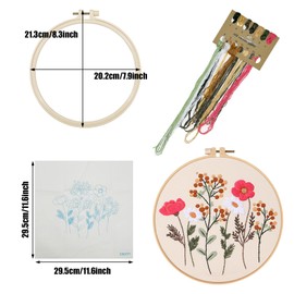 Allazone Flower Embroidery Kit for Beginners, 4 Pack Cross Stitch Kits Needlepoint Kits for Adults with Pattern, Embroidery Hoop Cloth Thread