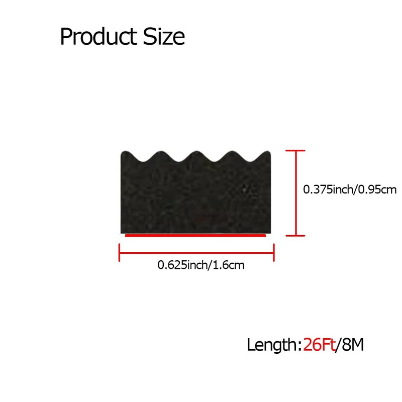 Tintvent Ribbed Foam Rubber Seal with Tape, Self-Adhesive EPDM Foam