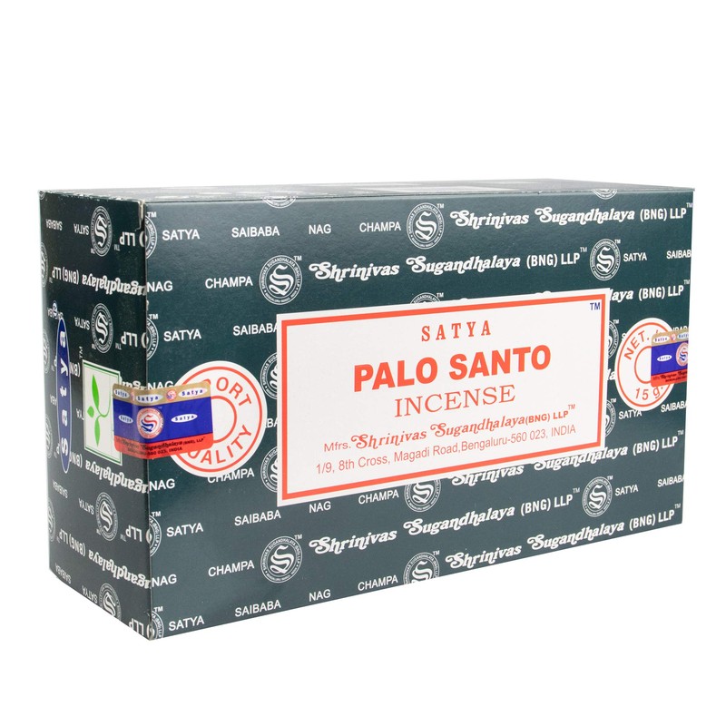 Satya Palo Santo Incense, 12 Boxes with 15 Sticks Each