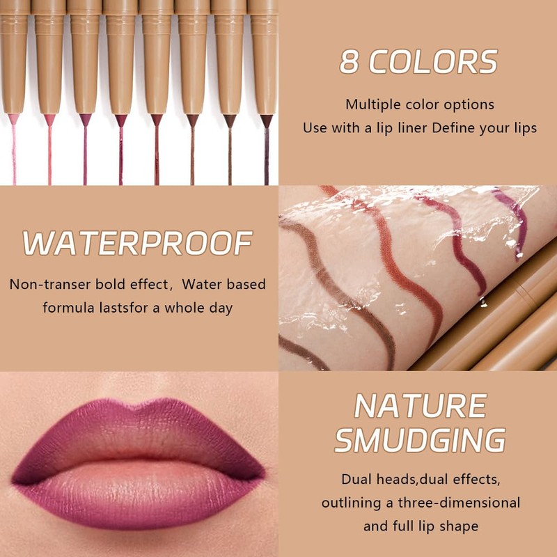 JUAAZIN Medium Violet Red Matte Lip Liner Pencil, Plump Lip