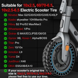 BANGTING 1PCS 60/70-6.5 Scooter Tire, 10x2.5 inch Tire Solid for Segway Ninebot Max G2 / G30 / G30D / G30E / G30E / G30LP / G30D II / G30 Max, 10x2.5-6.5 Tires Replacement for Electric Scooter (Blue)