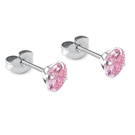 1 Pair Implant Grade Titanium Stud Earrings Set Hypoallergenic 3mm 4mm 5mm 6mm Cubic Zirconia G23 Titanium Earring Studs for Women Men for Sensitive Ear (5mm pink)