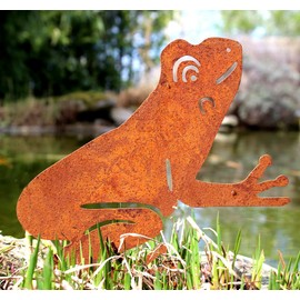 LB H&F Lilienburg Rust Stake, Garden Decoration, Flower Bed Stake, Metal Pond Decoration, Garden Pond, Mini Pond (Garden Stake Frog)