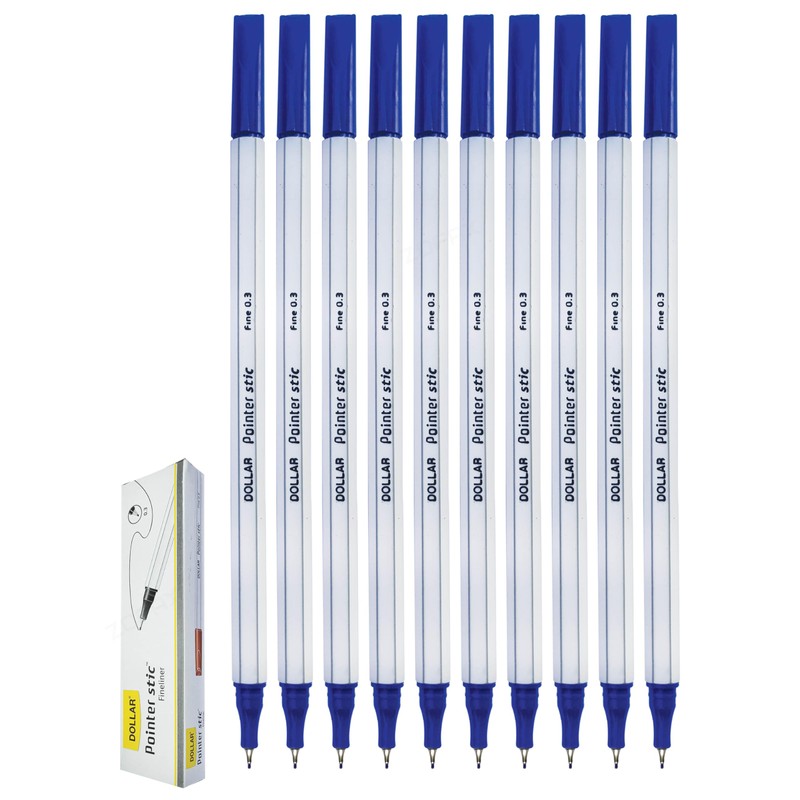 DOLLAR XFine Fineliner Pens, BLUE, Ultra Fine Point (0.3mm), Pack