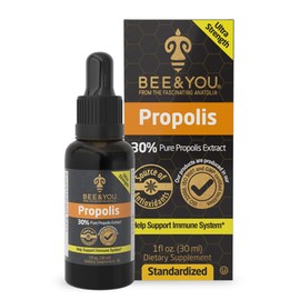 BEE and You, Propolis Liquid Extract Drops, Ultra Pure, Immune Support Supplement, Sore Throat, Allergy Relief, Respiratory, Antioxidants, Keto, Paleo, Gluten-Free, 1 Fl Oz