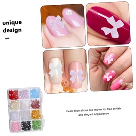 BIUDECO Elegant Nail Art Decorations 12-Set Nail Bows Pearl 3D Nail Charms Acrylic Nails Charm Set Unique Nail Design Accessories