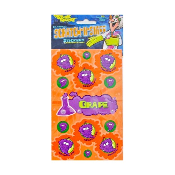 Dr Stinky's GRAPE Scratch-and-Sniff Stickers, 2 sheets 4 x 6