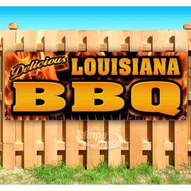 Louisiana BBQ Banner 13 oz | Non-Fabric | Heavy-Duty Vinyl Single-Sided With Metal Grommets