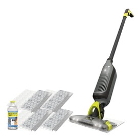 Shark VACMOP Pro Cordless Hard Floor Cleaner, Vacuum and Spray Mop, Powerful Suction, Lightweight, LED Headlights, Includes 4 Disposable Pads, 12oz Multi-surface Cleaning Solution, Gray, VM252