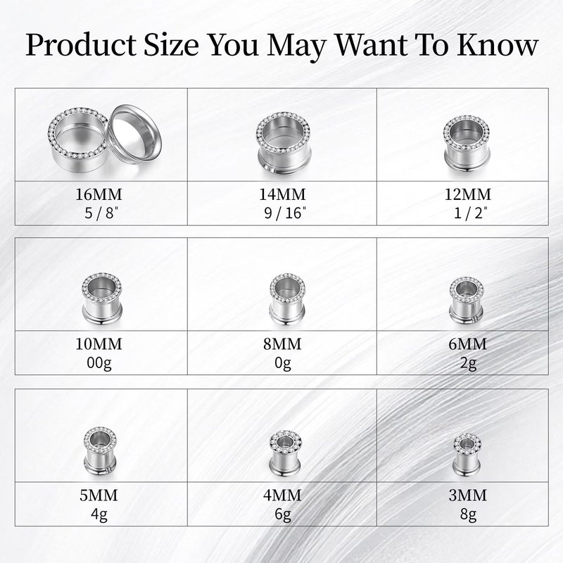 WPGLOOK 4pcs 1/2"(12mm) Ear Gauges Tunnels Plugs: Black and Silver