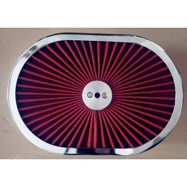 Rodspeedracing Chrome 12"x2 Oval Super flow Thru Air Cleaner Washable SBC BBC Chevy Ford HotRod