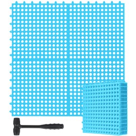 Drydiet 24 Pack Drainage Tiles Modular Interlocking Floor Tiles with 1 Pc Plastic Hammer 12" x 12" Cushion Mat Non Slip Rubber Floor mat with Holes for Pool Bathroom Deck Kitchen Patio (Blue)