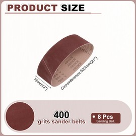 HARFINGTON 3 x 21 Inch Sanding Belts, 8 Pcs 400 Grits Aluminum Oxide Abrasive Belt Sander File Belt for Woodworking, Metal Polishing, Knife Sharpener