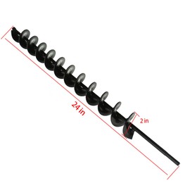 TINVHY 2in Wide 24in Long Metal Earth Augers Drill Bit, Garden Plant Flower Bulb Auger Rapid Planter Bulb Compatible Auger Machine Head with 3/8in Diameter Non-Slip Hex Shank