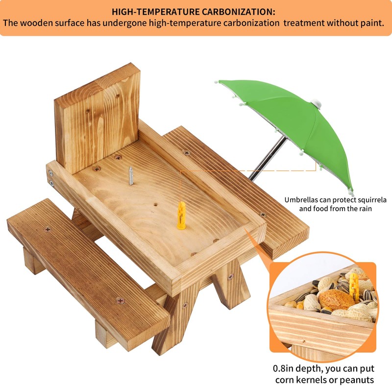 Gnodary Squirrel Feeder with Umbrella, Squirrel Feeders for Outside, Squirrel
