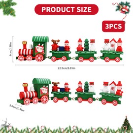Bekecidi Pack of 3 Mini Christmas Train Ornaments, Wooden Decorative Christmas Steam Train Xmas Decor, Festive Scene Ornament Wooden Christmas Ornament Set, Xmas Train Decoration Red Green White