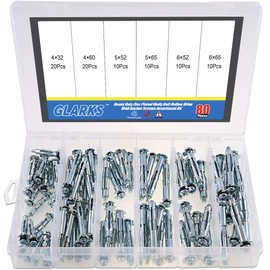 Glarks 80Pcs 6 Size Heavy Duty Zinc Plated Steel Molly Bolt Hollow Drive Wall Anchor Screws Assortment Kit for Drywall, Plaster and Tile