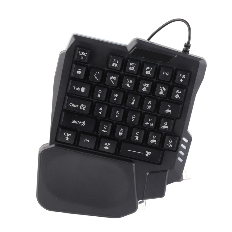 One Handed Gaming Keyboard 35 Keys Waterproof Wide Palm Rest