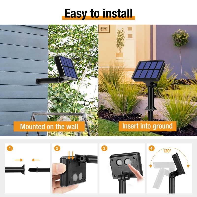 btfarm 4 Pack Solar String Lights Outdoor - Total 132FT