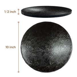 Cakebon Cake Boards - Sturdy 1/2 Thick Drums - 12 Inch Professional Fully Wrapped Edges Black 12-Pack