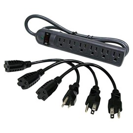 C2G Legrand 6-Outlet Power Strip with Power Strip Surge Suppressor, 4 Foot Power Extension Cord, 3 Outlet Saver Power Extension Cable Cords, Black, 1 Count, C2G 39995