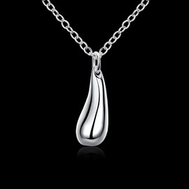 Cutesmile Fashion Jewelry 925 Sterling Silver Teardrop Pendant Necklace for Women, Silver