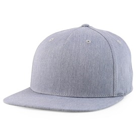 Trendy Apparel Shop Plain Pinch Front Cotton Twill Structured Flat Bill Snapback Cap - Hgrey
