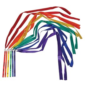 Set of 6, 36" Ribbon Sticks with Sparkly Handles, Colorful Nylon Ribbons and Swivel connectors to prevent twisting