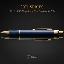 BEILUNER Luxury Gel Pen with 24K Gold Electroplating Finish, Blue Piano Lacquer, Luxury Grade Craftsmanship, Best Gel Pen Gift Set for Men and Women
