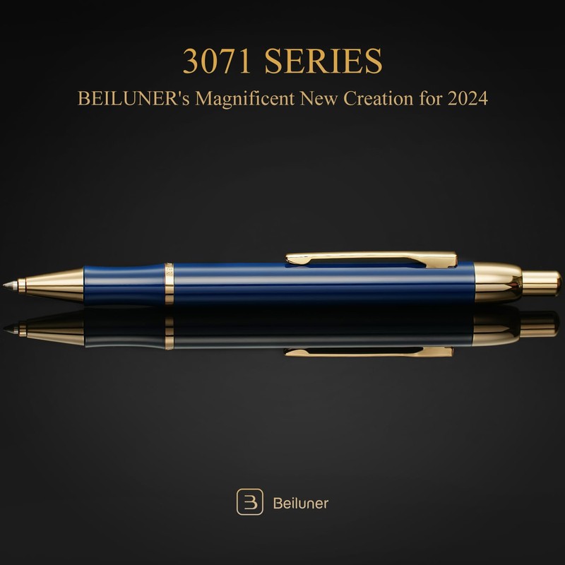 BEILUNER Luxury Gel Pen with 24K Gold Electroplating Finish, Blue